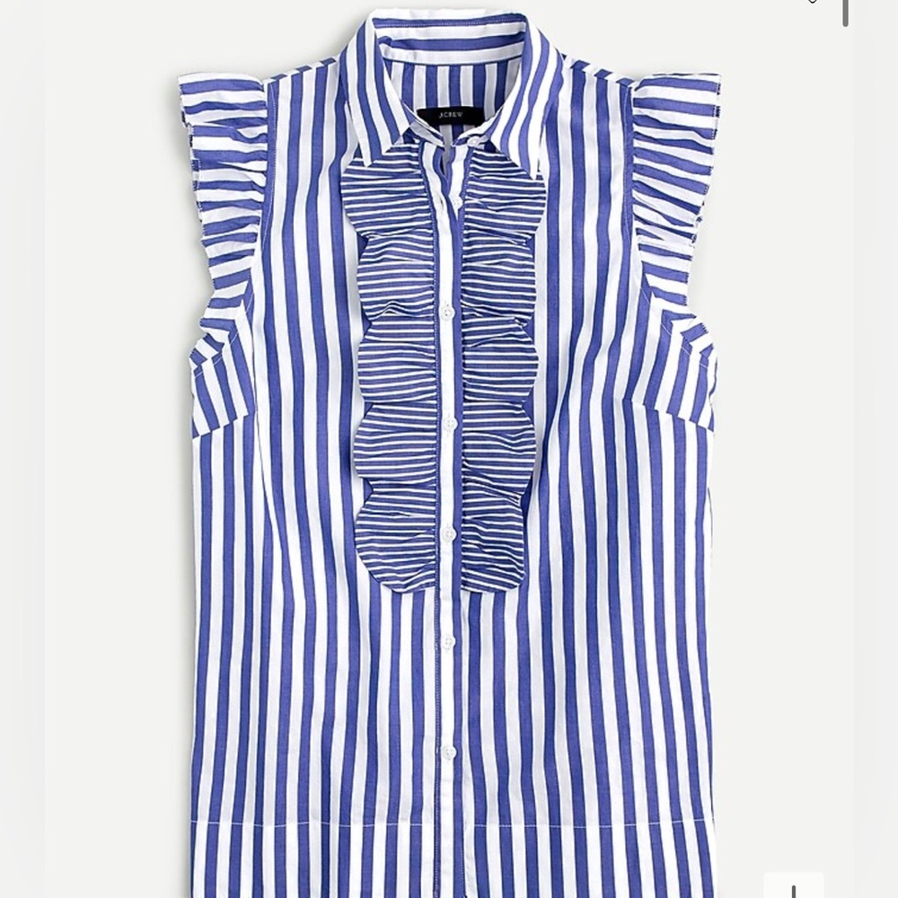 J.Crew Ruffled cotton poplin top in mixy stripe